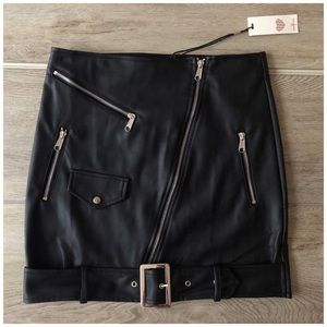 NWT Faux Black Leather High Waist Mini Skirt